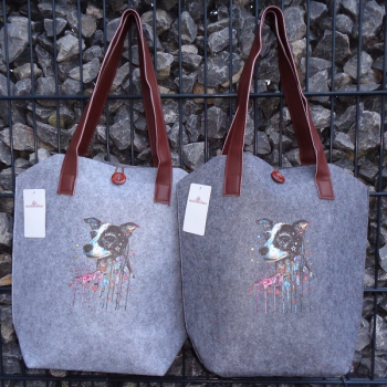 Filztasche Hund (Farbe: hellgrau)