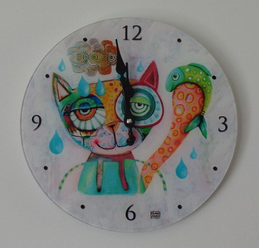 Wanduhr Katze