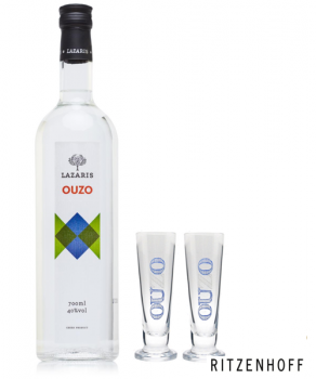 Ouzo Lazaris - 700ml + 2 Ritzenhoff Ouzo Gläser