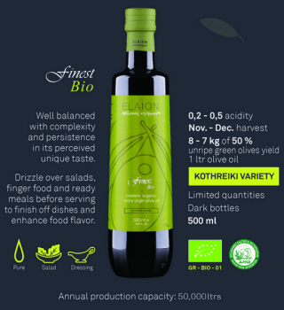 ELAION - finest Bio - Natives Olivenöl Extra - 500ml
