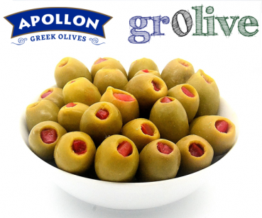 Grüne Chalkidiki Oliven gefüllt mit Paprika (Natur) - 400gr