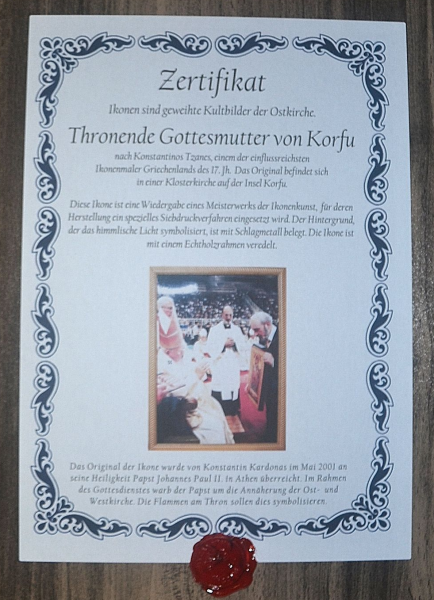 Ikone - Thronende Gottesmutter von Korfu