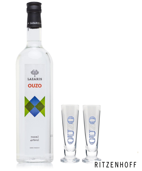Ouzo Lazaris - 700ml + 2 Ritzenhoff Ouzo Gläser