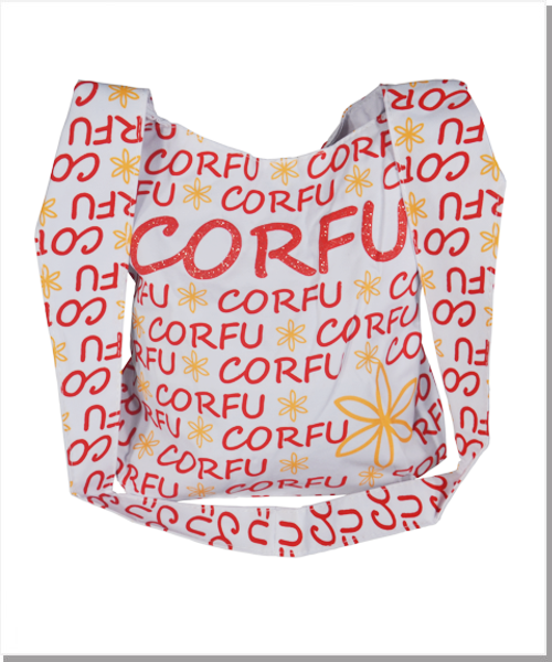 Schultertasche Corfu (Weiß / Rot / Gelb)