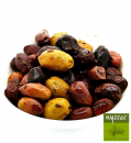 Grüne und Schwarze Oliven in Marinade